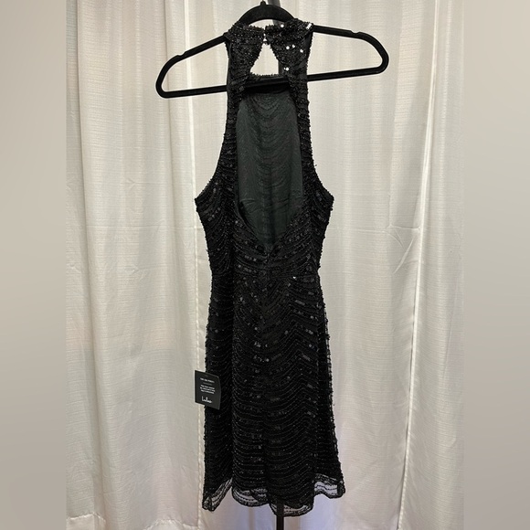 Lulus Glowing Entrance Black Sequin Sleeveless Halter Mini Dress NWT | Large - Picture 4 of 7